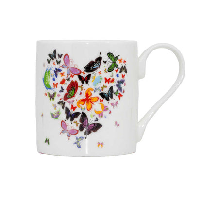 Butterfly Heart Bone China Decorated Mug